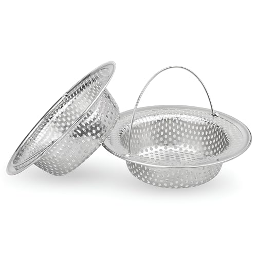2 Stück Abflusssieb Edelstahl Sieb für Spülbecken Verstopfungsschutz Waschbecken Sieb 11 x 7,5 x 2cm mit Griff Geeignet für Küche Dusche Spüle von Sanrolax