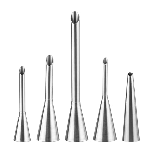 5 Stück Spritztüllen Fülltülle Edelstahl Spritztüllen Fülltülle Krapfenspritze für Marmelade Creme Spritzbeutel Nozzle Profi Spritztüllen Set für Cupcake-Puff-Füllung mit Cremiger Marmelade von Sanrolax