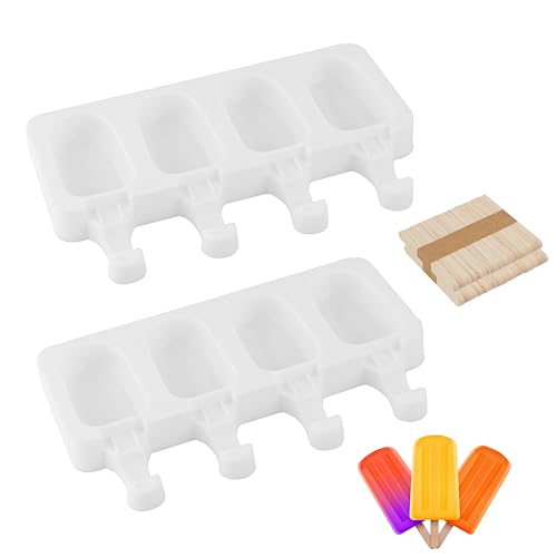 2er Set Eisformen Eis Am Stiel Formen 8 Kavität Wassereis Formen Eisförmchen Cakesicles Form Diy Kuchen Am Stiel Backform Popsicle Formen mit 100 Holzstäbchen für Dessert Diy 2er Set Eisformen Eis Am Stiel Formen 8 Kavität Wassereis Formen Eisförmchen Cakesicles Form Diy Kuchen Am Stiel Backform Popsicle Formen mit 100 Holzstäbchen für Dessert Diy von Sanrolax