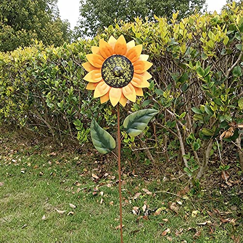 Sanshao Windrad Blume Gartendeko,Metall Deko Sonnenblume,Gartenstecker Windspiel Wind Garten Spinner für Kinder, Bunte Windmühle Dekor Ornament für Balkon, Terrasse und Garten （80cm Länge） von Sanshao