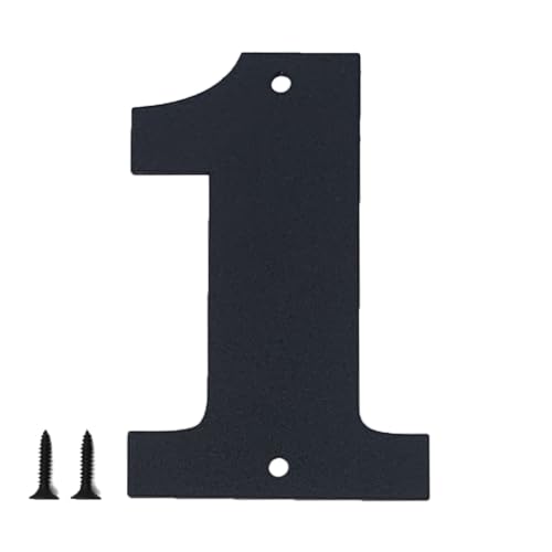 Hausnummern und Buchstaben aus Metall - wetterfeste schwarze Beschichtung, ideal zur Dekoration von Garten, Tür und Briefkasten, mit einfach zu montierendem Nagelset (12.7 cm, 1) von Sanshaoye