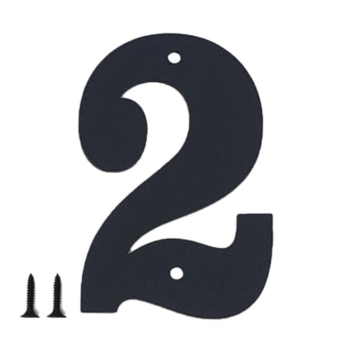 Hausnummern und Buchstaben aus Metall - wetterfeste schwarze Beschichtung, ideal zur Dekoration von Garten, Tür und Briefkasten, mit einfach zu montierendem Nagelset (12.7 cm, 2) von Sanshaoye