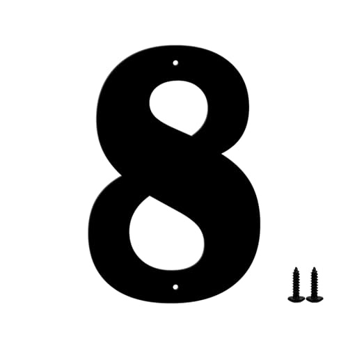 Hausnummern und Buchstaben aus Metall - wetterfeste schwarze Beschichtung, ideal zur Dekoration von Garten, Tür und Briefkasten, mit einfach zu montierendem Nagelset (12.7 cm, 8) von Sanshaoye