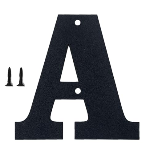 Hausnummern und Buchstaben aus Metall - wetterfeste schwarze Beschichtung, ideal zur Dekoration von Garten, Tür und Briefkasten, mit einfach zu montierendem Nagelset (12.7 cm, A) von Sanshaoye