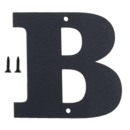 Hausnummern und Buchstaben aus Metall - wetterfeste schwarze Beschichtung, ideal zur Dekoration von Garten, Tür und Briefkasten, mit einfach zu montierendem Nagelset (12.7 cm, B) von Sanshaoye