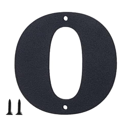 Hausnummern und Buchstaben aus Metall - wetterfeste schwarze Beschichtung, ideal zur Dekoration von Garten, Tür und Briefkasten, mit einfach zu montierendem Nagelset (12.7 cm, O) von Sanshaoye
