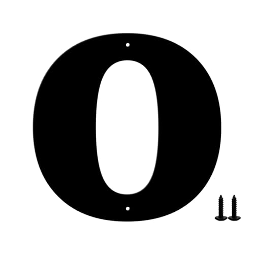 Hausnummern und Buchstaben aus Metall - wetterfeste schwarze Beschichtung, ideal zur Dekoration von Garten, Tür und Briefkasten, mit einfach zu montierendem Nagelset (12.7 cm, O) von Sanshaoye