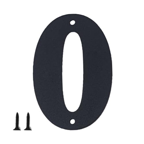 Hausnummern und Buchstaben aus Metall - wetterfeste schwarze Beschichtung, ideal zur Dekoration von Garten, Tür und Briefkasten, mit einfach zu montierendem Nagelset (17.78 cm, 0) von Sanshaoye