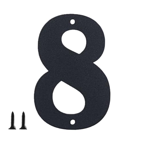 Hausnummern und Buchstaben aus Metall - wetterfeste schwarze Beschichtung, ideal zur Dekoration von Garten, Tür und Briefkasten, mit einfach zu montierendem Nagelset (17.78 cm, 8) von Sanshaoye