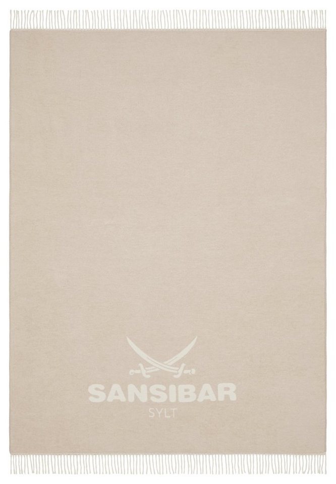 Plaid Wohndecke Jacquard Scotch Decke mit dekorativem Logo und Fransen, Sansibar Sylt, Wohndecke mit eingefasster Ziernaht und Fransen von Sansibar Sylt