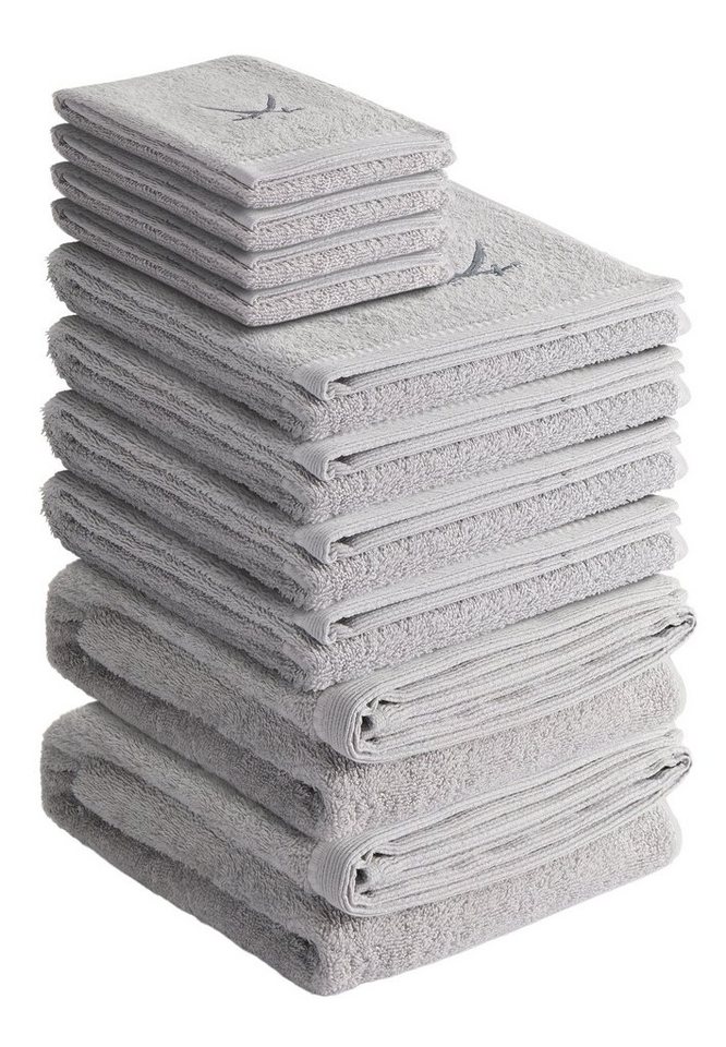 Sansibar Sylt Handtuch Set Sansibar Sylt Handtuch Set Frottier-Serie Classic Nr. 5 (Set, 10-tlg), (Set), hochwertige Ton-in-Ton Säbelstickerei von Sansibar Sylt