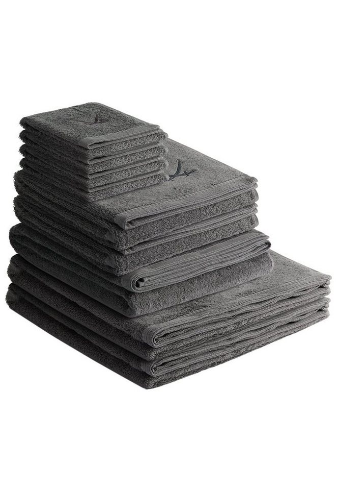 Sansibar Sylt Handtuch Set Sansibar Sylt Handtuch Set Frottier-Serie Classic Nr. 6 (Set, 9-tlg), (Set), mit hochwertiger Ton-in-Ton Säbelstickerei von Sansibar Sylt