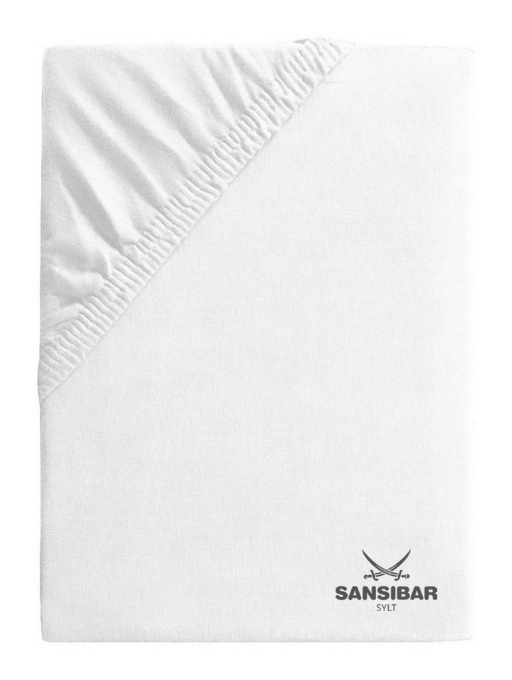 Spannbettlaken Spannbettlaken Sansibar Jersey Bettlaken“ Premium Qualität, Sansibar Sylt, Gummizug: rundum, mit hochwertigem Sansibar Logo-Druck, Fähnchen am Steg, Rundumgummizug" von Sansibar Sylt