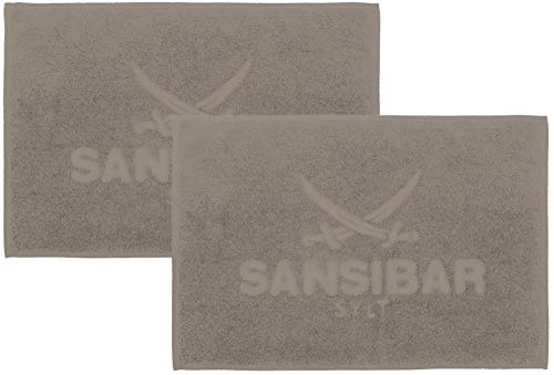 Sansibar Badematte 2er Set 50x80 cm – Badvorleger, Badteppich aus Reiner Baumwolle – Oeko-TEX, rutschfest und waschbar – Sylt-Design - Taupe von Sansibar