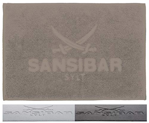 Sansibar Badematte 50x80 cm – Badvorleger, Badteppich aus Reiner Baumwolle – Oeko-TEX, rutschfest und waschbar – Sylt-Design - Taupe von Sansibar