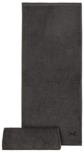 Sansibar Badetuch 2er Set 90x180 cm 100% Baumwolle mit gesticktem Säbel Logo Strandtuch Saunatuch Anthrazit Sansibar Badetuch 2er Set 90x180 cm 100% Baumwolle mit gesticktem Säbel Logo Strandtuch Saunatuch Anthrazit von Sansibar