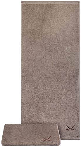 Sansibar Badetuch mit gesticktem Säbel Logo Strandtuch Saunatuch 100% Baumwolle 90x180 cm (2er Set, Taupe) von Sansibar