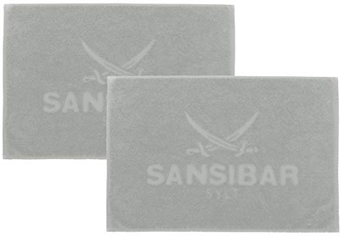 Sansibar Badvorleger Fein-Flor Badteppich Badematte 100% Baumwolle 50x80 cm (50 x 80 cm, Silber 2er Set) von Sansibar