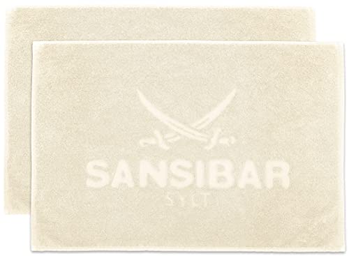 Sansibar Badematte 2er Set 50x80 cm – Badvorleger, Badteppich aus Reiner Baumwolle – Oeko-TEX, rutschfest und waschbar – Sylt-Design - Sand von Sansibar