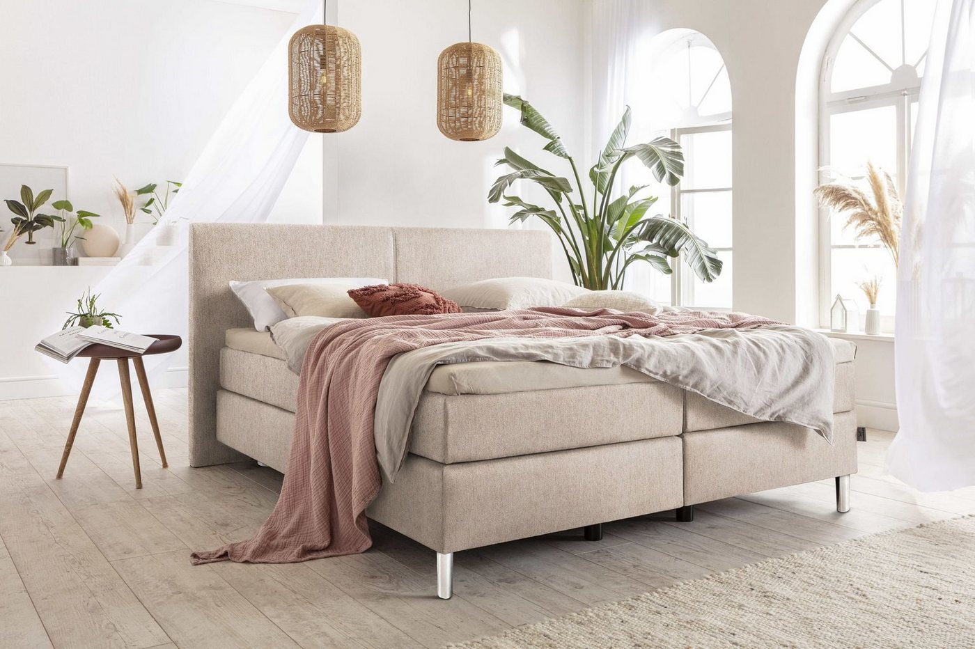 SANSIBAR Living Boxspringbett Boxspringbett SANSIBAR SVENDBORG LF 180x200 cm braun Box-Spring-Bett von SANSIBAR Living