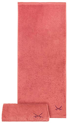 Sansibar Duschtuch 2er Set 70x140 cm 100% Baumwolle mit gesticktem Säbel Logo Badtuch Handtuch Coral von Sansibar