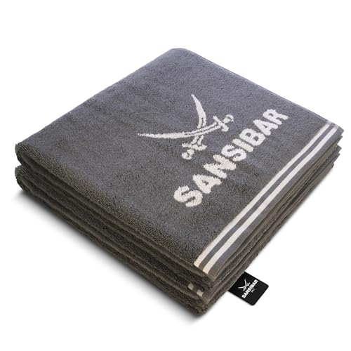 Sansibar Duschtuch 2er Set 80x150 cm 100% Baumwolle Handtuch Doubleface Frottiertuch Zweifarbig Anthrazit/Silber von Sansibar