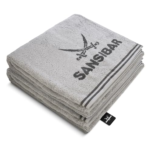 Sansibar Duschtuch 2er Set 80x150 cm 100% Baumwolle Handtuch Doubleface Frottiertuch Zweifarbig Silber/Anthrazit von Sansibar