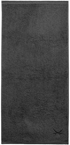 Sansibar Duschtuch 70x140 cm 100% Baumwolle mit gesticktem Säbel Logo Badtuch Handtuch Anthrazit Einzeln von Sansibar