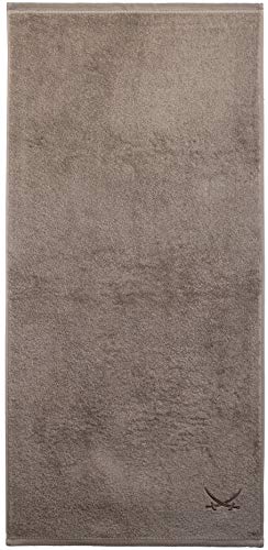 Sansibar Duschtuch 70x140 cm 100% Baumwolle mit gesticktem Säbel Logo Badtuch Handtuch Taupe Einzeln von Sansibar