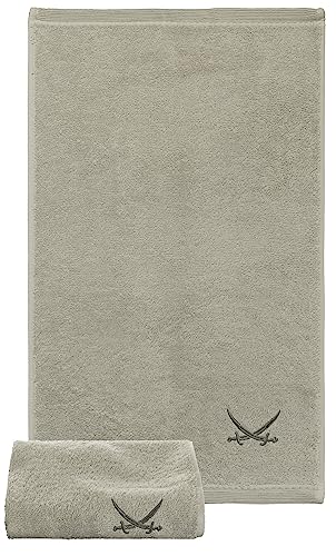 Sansibar Gästehandtuch 2er Set 30x50 cm 100% Baumwolle mit gesticktem Säbel Logo Set Handtuch Seiftuch Taupe von Sansibar