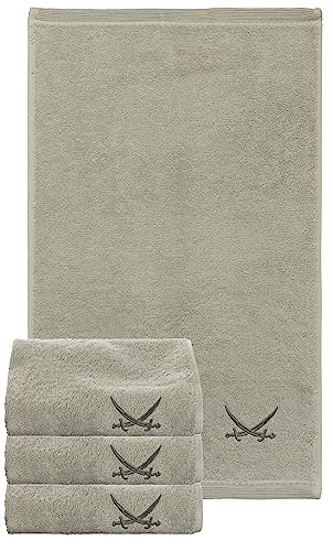 Sansibar Gästehandtuch 4er Set 30x50 cm 100% Baumwolle mit gesticktem Säbel Logo Set Handtuch Seiftuch Taupe von Sansibar