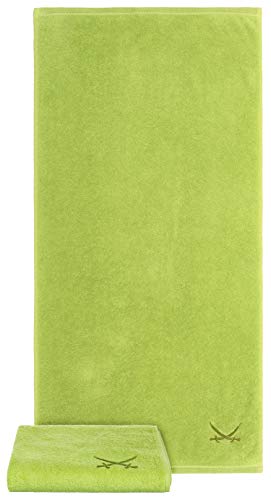 Sansibar Handtuch 2er Set 50x100 cm 100% Baumwolle mit gesticktem Säbel Logo Badtuch Grün von Sansibar