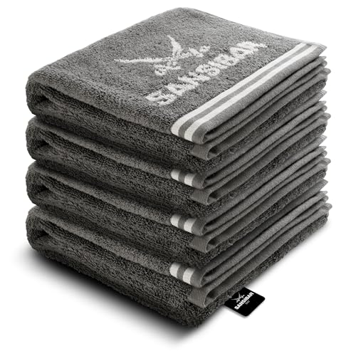 Sansibar Handtuch 4er Set 50x100 cm 100% Baumwolle Doubleface Frottiertuch gestreifte Borde Zweifarbig Anthrazit/Silber Sansibar Handtuch 4er Set 50x100 cm 100% Baumwolle Doubleface Frottiertuch gestreifte Borde Zweifarbig Anthrazit/Silber von Sansibar