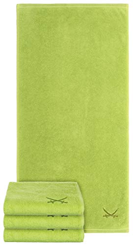 Sansibar Handtuch 4er Set 50x100 cm 100% Baumwolle mit gesticktem Säbel Logo Badtuch Grün von Sansibar