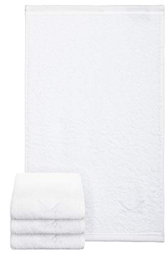 Sansibar Handtuch 4er Set 50x100 cm 100% Baumwolle mit gesticktem Säbel Logo Badtuch Weiß von Sansibar
