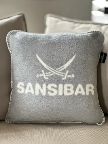 Sansibar Jacquard Kissenhülle Doubleface, wärmend und flauschig-weich, Dekokissen aus Baumwollgemisch, 50x50 cm (Silber) von Sansibar