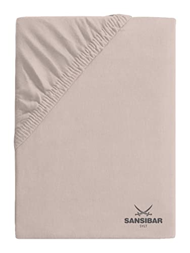 Sansibar Jersey Bettlaken, Premium Qualität mit hochwertigem Sansibar Logo-Druck, Fähnchen am Steg (Rosa, 90/100 cm x 190/200 cm) von Sansibar
