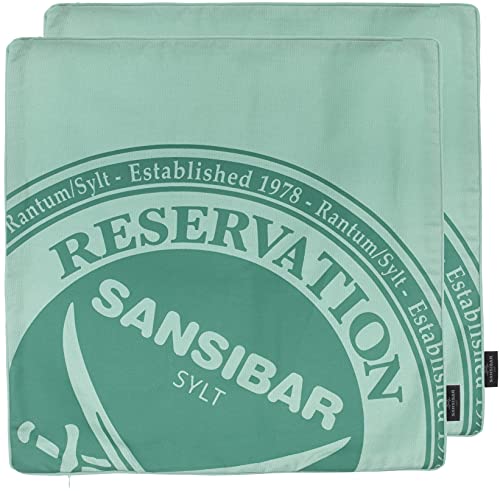 Sansibar Kissen 2er Set Bezug Grün ca.45x45 cm Reservation Dekokissen 100% Baumwolle Sofakissen von Sansibar