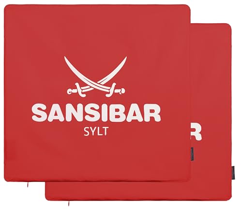 Sansibar Kissen Bezug 2er Set 45x45 cm Kissenhülle Zierkissen Dekokissen Sofakissen 100% Baumwolle Rot/Weiß von Sansibar