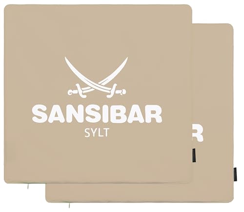 Sansibar Kissen Bezug 2er Set 45x45 cm Kissenhülle Zierkissen Dekokissen Sofakissen 100% Baumwolle Taupe/Weiß von Sansibar