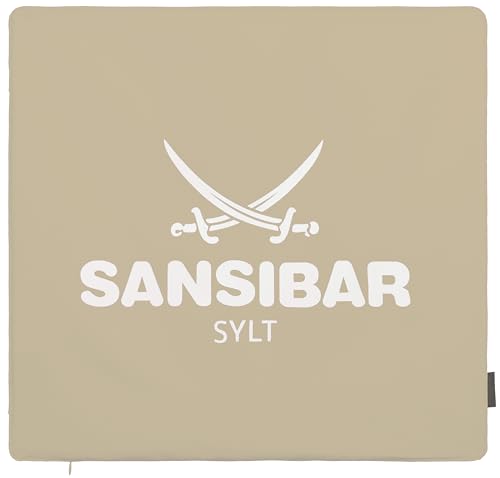 Sansibar Kissen Bezug 45x45 cm Kissenhülle Zierkissen Dekokissen Sofakissen 100% Baumwolle Taupe/Weiß von Sansibar