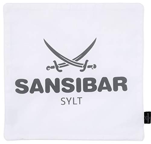 Sansibar Kissen Zierkissen Dekokissen Sofakissen 100% Baumwolle (Bezug - 45x45 cm, Weiß/Anthrazit) von Sansibar