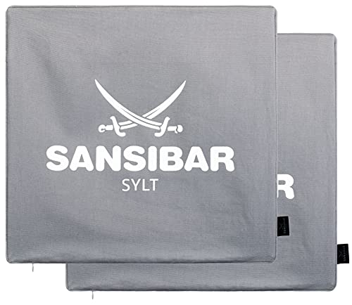 Sansibar Kissen Zierkissen Dekokissen Sofakissen 100% Baumwolle (Bezug - 45x45 cm - 2er-Set, Grau/Weiß) von Sansibar