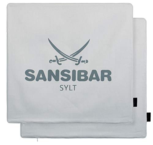 Sansibar Kissen Zierkissen Dekokissen Sofakissen 100% Baumwolle (Bezug - 45x45 cm - 2er-Set, Hellgrau/Anthrazit) von Sansibar
