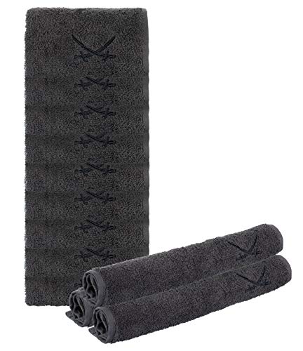 Sansibar Seiftücher 12er Set ca. 30x30 cm 100% Baumwolle mit gesticktem Säbel Logo Handtücher Gästetücher Anthrazit von Sansibar