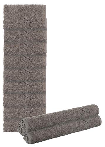 Sansibar Seiftücher 12er Set mit gesticktem Säbel Logo Handtuch Gästetuch 100% Baumwolle 30x30 cm Taupe von Sansibar