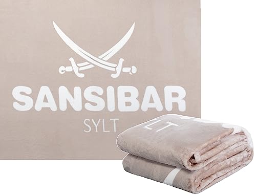 Sansibar Sylt Wohndecke Kuscheldecke Tagesdecke Sofadecke Microfaser 150x200 cm Taupe-Offwhite von Sansibar