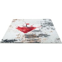 Sansibar Teppich "Keitum 014", rechteckig, Flachgewebe, modernes Design, Motiv Totenkopf & gekreuzte Säbel von Sansibar