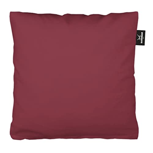 Sansibar Uni Jersey Kissenhülle, 40x40 cm, mit edlem Fähnchen am Steg, Sylt, Jersey, Perfekter, faltenfreier Sitz, Antipilling Ausrüstung (40x40 cm, Bordeaux, 1) von Sansibar