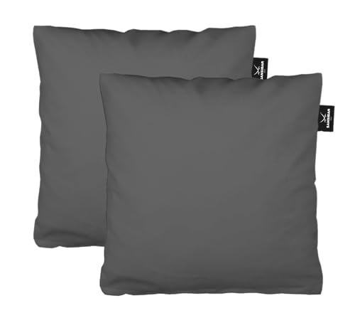 Sansibar Uni Jersey Kissenhülle, 40x40 cm, mit edlem Fähnchen am Steg, Sylt, Jersey, Perfekter, faltenfreier Sitz, Antipilling Ausrüstung (40x40 cm, anthrazit, 2) von Sansibar